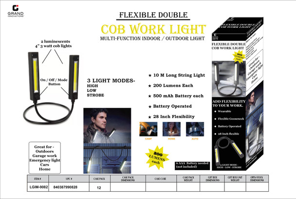 FLEXIBLE DOUBLE COB WORK LIGHT
