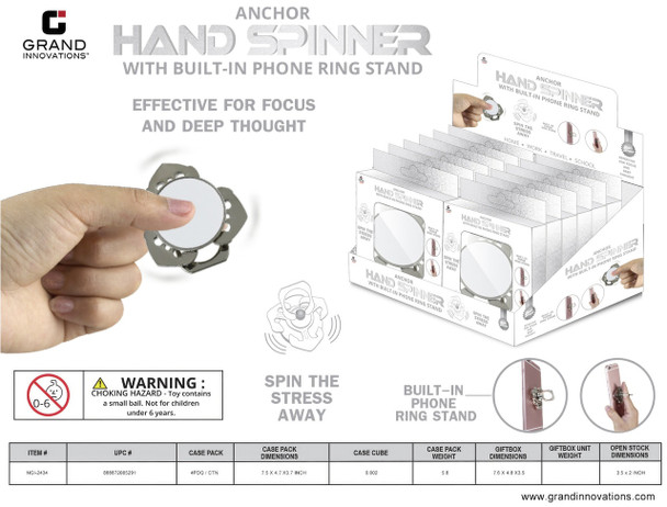 METAL HAND SPINNER WITH PHONE HOLDER & ADHESIVE
