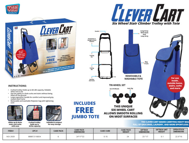 SHOPPING CART WITH TROLLEY WHEELS BLUE