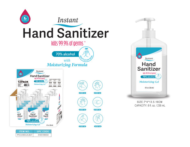 8 OZ HAND SANITIZER IN PDQ - 12 PCS PER PDQ (24/12)