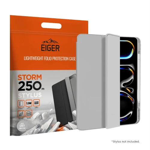 Eiger Storm 250m Stylus Case for iPad Pro 11 (2025) / (2024) in Light Grey