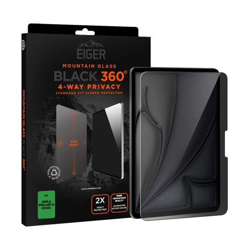 Eiger Mountain Black Privacy 360 Tablet Screen Protector GRS for iPad Air 13 (2026)/ (2025)/ (2024)