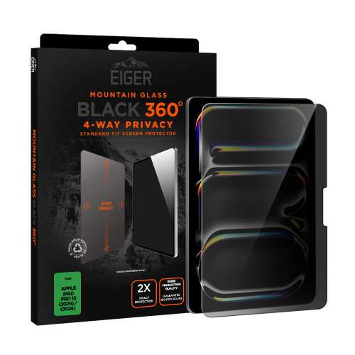 Eiger Mountain Black Privacy 360 Tablet Screen Protector GRS for iPad Pro 13 (2025) / (2024)