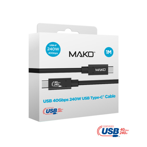 Mako USB-C to USB-C Cable 240W USB 4.0 1M in Black