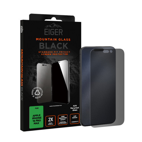 Eiger Mountain Black Privacy Screen Protector GRS for Apple iPhone 16 Pro Max