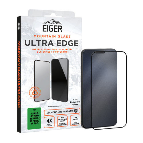 Eiger Mountain Glass Ultra EDGE Screen Protector GRS for Apple iPhone 16 Plus/15 Plus/14 Pro Max