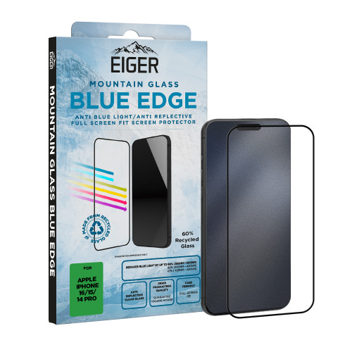 Eiger Mountain Blue EDGE Screen Protector GRS for iPhone 16/15/14 Pro