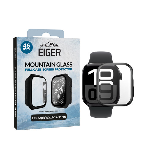 Eiger Mountain Glass Full Case for Apple Watch Series 12 (Aluminium/ Titanium)/ 11/ 10 46mm in Black