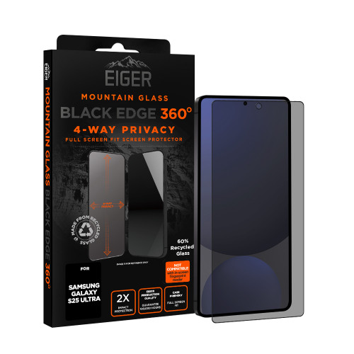 Eiger Mountain Black Privacy EDGE 360 Screen Protector GRS for Samsung S25 Ultra