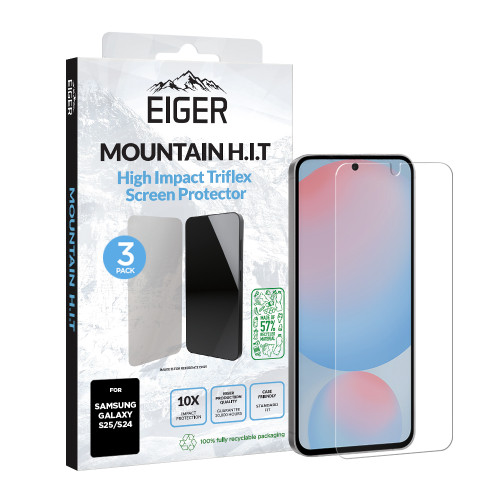 Eiger Mountain H.I.T Screen Protector GRS 3 Pack for Samsung S25/ S24