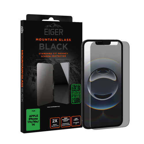 Eiger Mountain Black Privacy Screen Protector GRS for Apple iPhone 17e/ 16e/ 14