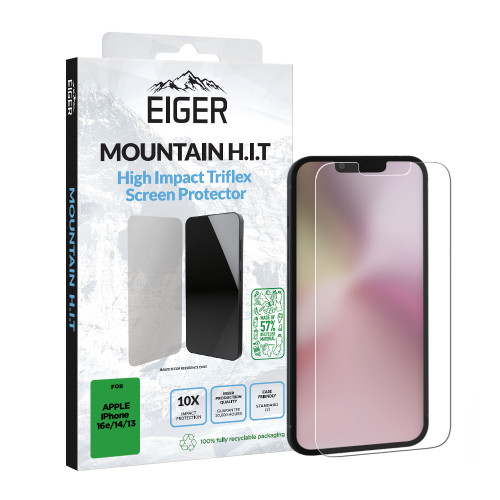 Eiger Mountain IMPACT Screen Protector GRS 1 Pack for iPhone 16e/ 14/ 13 1 Pack