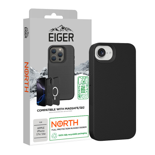 Eiger North Magsafe Case GRS for Apple iPhone 17e/ 16e in Black