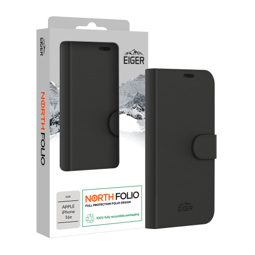 Eiger North Folio Case for Apple iPhone 16e in Black