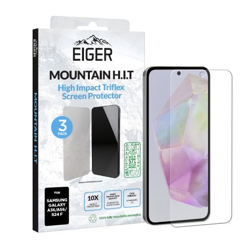 Eiger Mountain IMPACT Screen Protector GRS 3 Pack for Samsung A36 / A56 / S24 FE