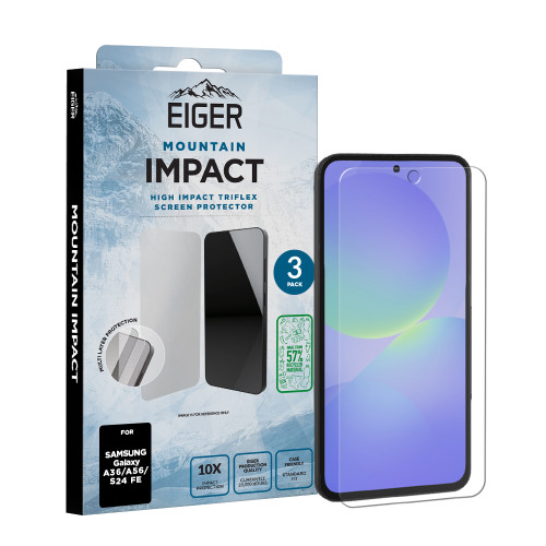 Eiger Mountain IMPACT Screen Protector GRS 3 Pack for Samsung A36 / A56 / S24 FE