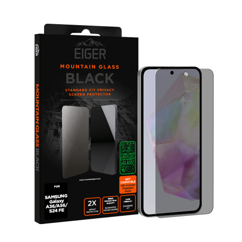 Eiger Mountain BLACK Privacy Screen Protector GRS for Samsung Galaxy A36 / A56 / S24 FE