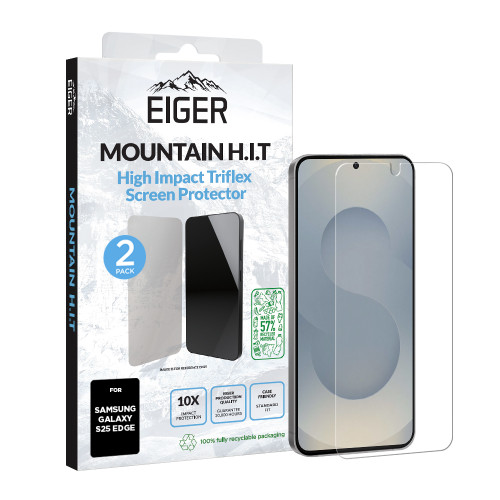 Eiger Mountain H.I.T Screen Protector GRS 2 Pack for Samsung S25 Edge