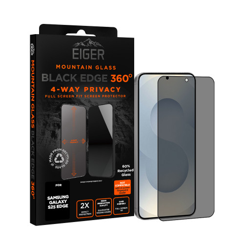 Eiger Mountain Black Privacy EDGE 360 Screen Protector GRS for Samsung Galaxy S25 Edge