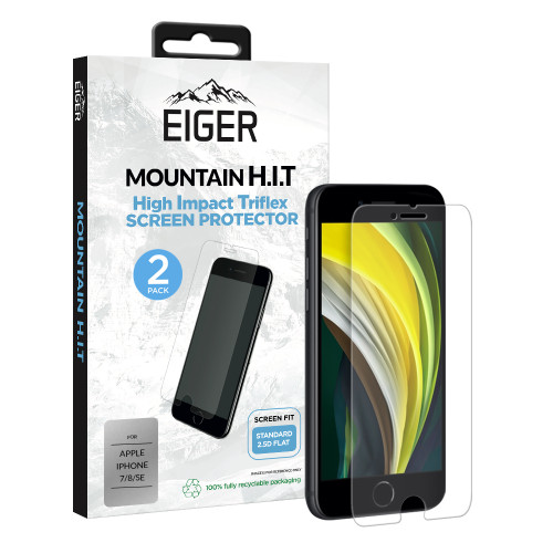 Eiger Mountain H.I.T Screen Protector (2 Pack) for Apple iPhone SE (2022)(2020) / 8 / 7