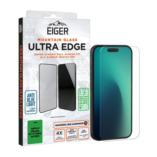Eiger Mountain Glass Ultra EDGE Screen Protector GRS for Apple iPhone 17/ 17 Pro/ 16 Pro