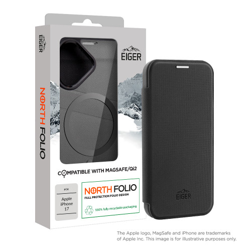 Eiger North Folio Magsafe Case for Apple iPhone 17 in Black