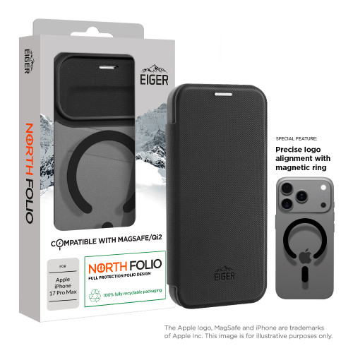 Eiger North Folio Magsafe Case for Apple iPhone 17 Pro Max in Black