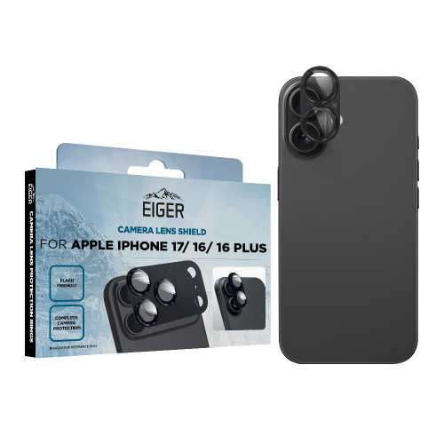 Eiger Mountain Glass LENS SHIELD for Apple iPhone 17/ 16/ 16 Plus in Black