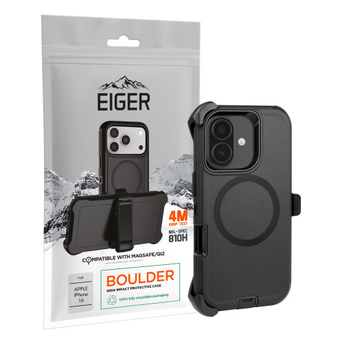 Eiger Boulder Magsafe Case for Apple iPhone 16 Black