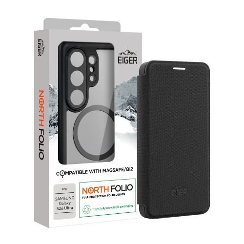 Eiger North Folio Magsafe Case for Samsung Galaxy S26 Ultra in Black