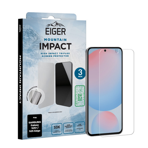 Eiger Mountain IMPACT Screen Protector GRS 3 Pack for Samsung Galaxy S26+/ S25 Edge