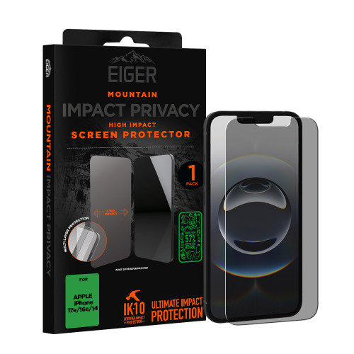Eiger Mountain IMPACT Privacy Screen Protector GRS 1 Pack for Apple iPhone 17e/ 16e/ 14