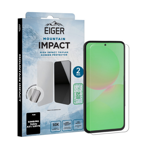 Eiger Mountain IMPACT Screen Protector GRS 2 Pack for Samsung Galaxy A57/ S25 FE