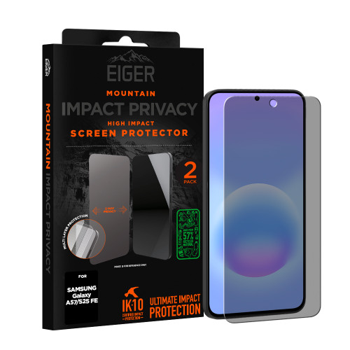 Eiger Mountain IMPACT Privacy Screen Protector GRS 2 Pack for Samsung Galaxy A57/ S25 FE