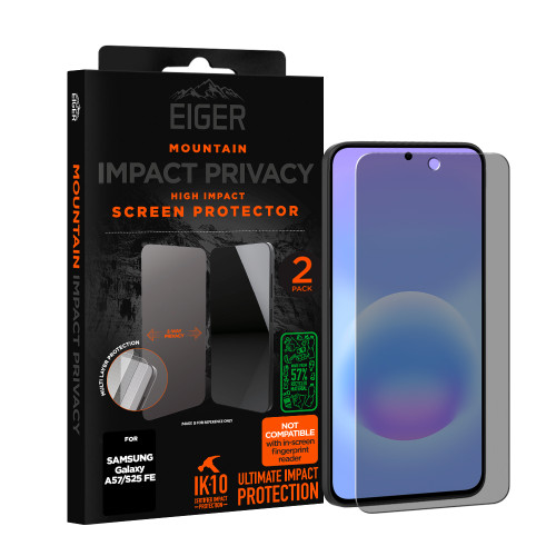 Eiger Mountain IMPACT Privacy Screen Protector GRS 2 Pack for Samsung Galaxy A57/ S25 FE