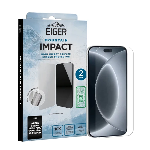 Eiger Mountain IMPACT Screen Protector GRS 2 Pack for Apple iPhone 18 Pro Max/ 17 Pro Max/ 16 Pro Max