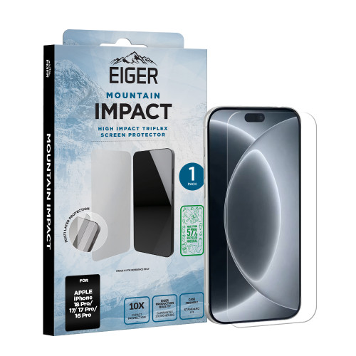 Eiger Mountain IMPACT Screen Protector GRS 1 Pack for Apple iPhone 18 Pro/ 17/ 17 Pro/ 16 Pro