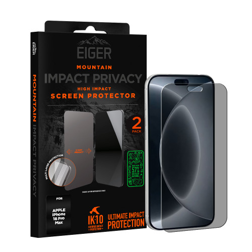 Eiger Mountain IMPACT Privacy Screen Protector GRS 2 Pack for Apple iPhone 18 Pro Max