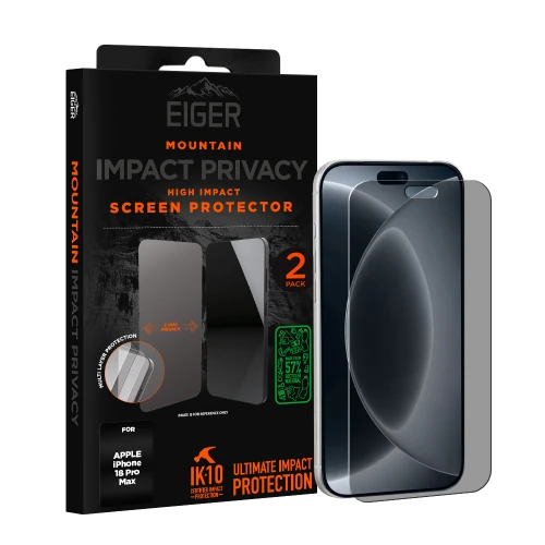 Eiger Mountain IMPACT Privacy Screen Protector GRS 2 Pack for Apple iPhone 18 Pro Max