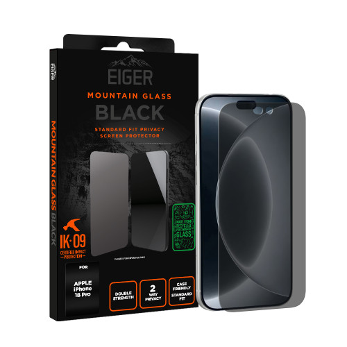 Eiger Mountain Black Privacy Screen Protector GRS for Apple iPhone 18 Pro