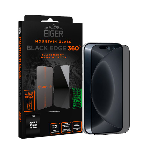 Eiger Mountain Black Privacy EDGE 360 Screen Protector GRS for Apple iPhone 18 Pro
