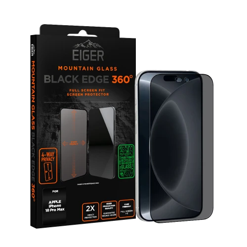 Eiger Mountain Black Privacy EDGE 360 Screen Protector GRS for Apple iPhone 18 Pro Max