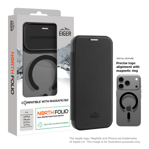 Eiger North Folio Magsafe Case for Apple iPhone 18 Pro/ 17 Pro in Black