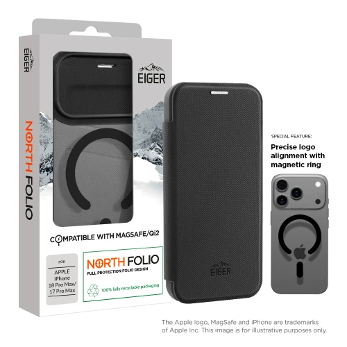 Eiger North Folio Magsafe Case for Apple iPhone 18 Pro Max/ 17 Pro Max in Black