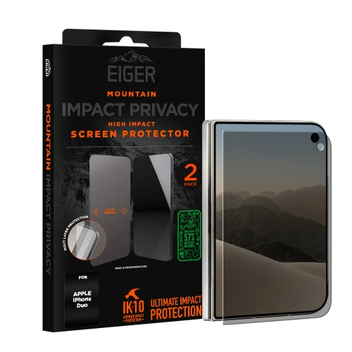 Eiger Mountain IMPACT Privacy Screen Protector GRS 2 Pack for Apple iPhone Duo