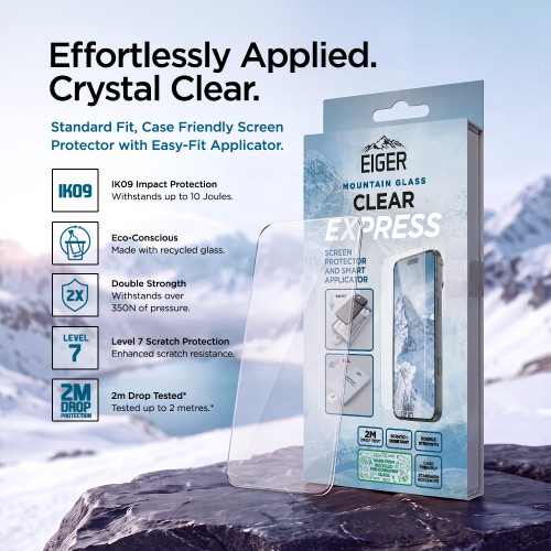 Eiger Mountain Glass CLEAR Screen Protector GRS Express for Apple iPhone 18 Pro/ 17 Pro