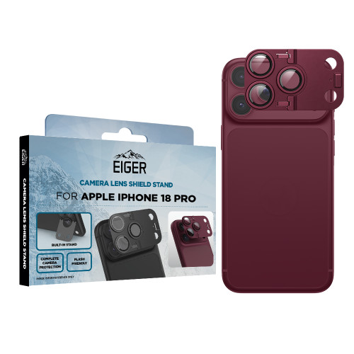 Eiger Mountain Glass LENS SHIELD STAND for Apple iPhone 18 Pro in Burgundy