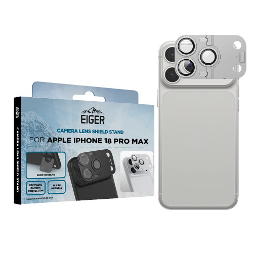 Eiger Mountain Glass LENS SHIELD STAND for Apple iPhone 18 Pro Max in Silver
