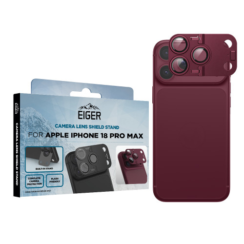 Eiger Mountain Glass LENS SHIELD STAND for Apple iPhone 18 Pro Max in Burgundy