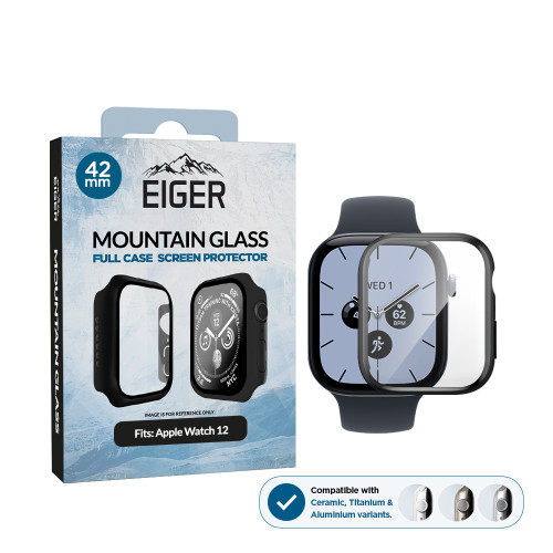 Eiger Mountain Glass Full Case for Apple Watch Series 12 42mm in Black